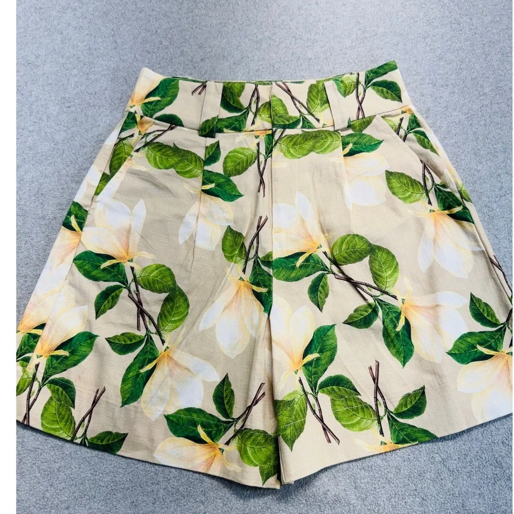 NY & Co Tropical Floral Shorts Womens XS NWT High Waist Resort Summer Vacay